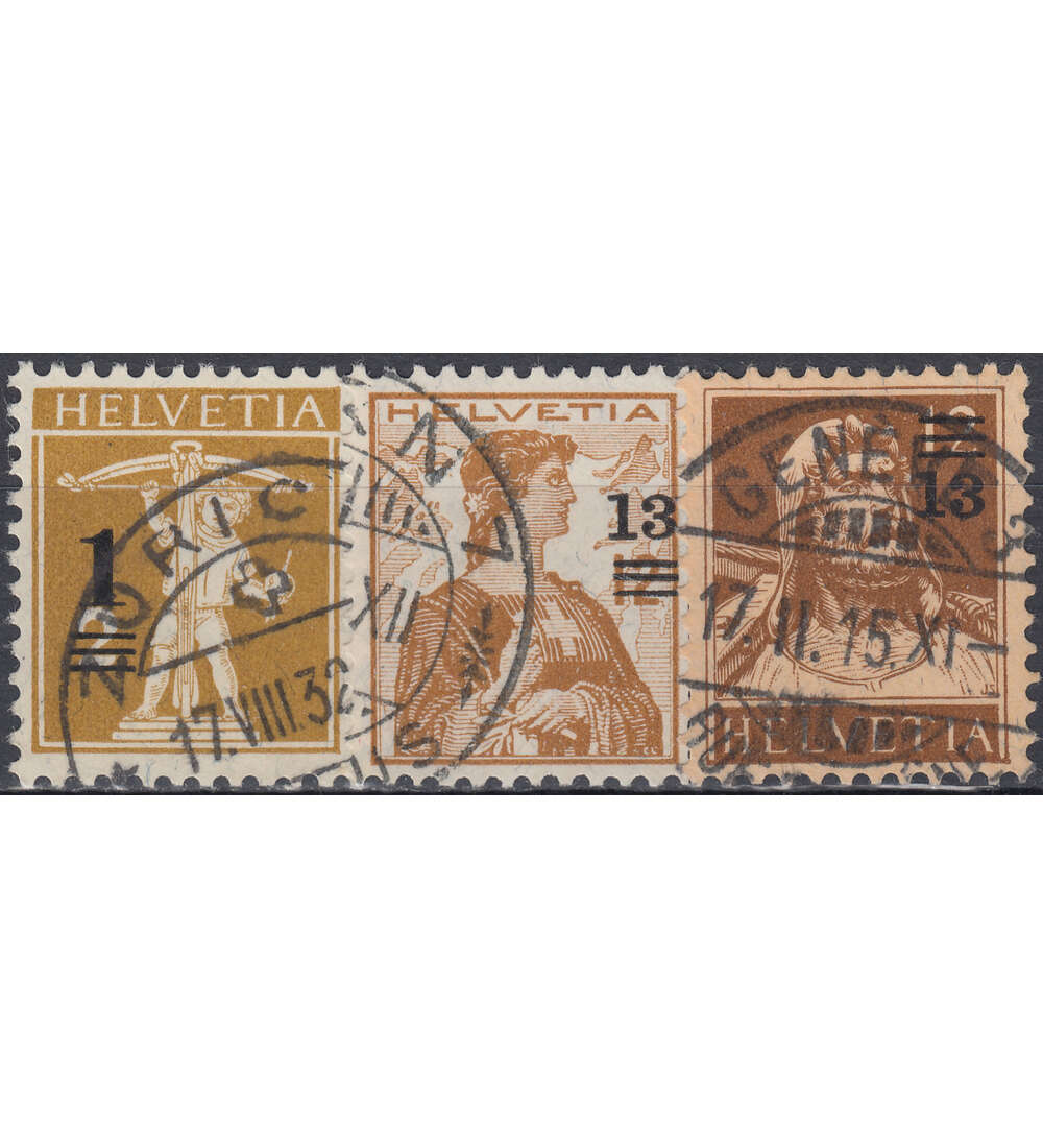 Schweiz Nr. 124-126 gestempelt Aufdrucke 1915