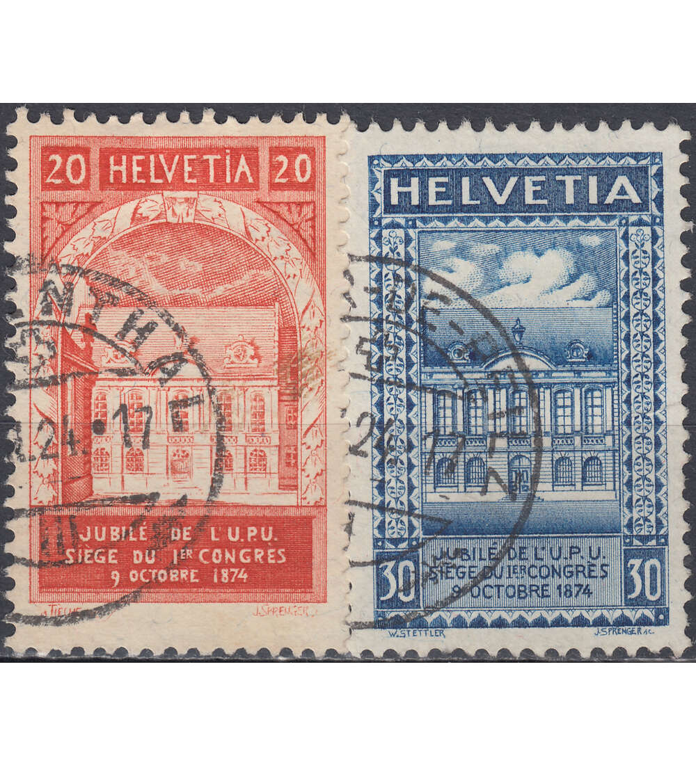 Schweiz Nr. 192A-193A gestemp. 50 Jahre Weltpostverein 1924