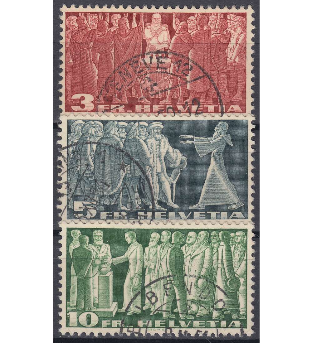 Schweiz Nr. 328w-330w gestemp. Freimarken 1938 gelblich