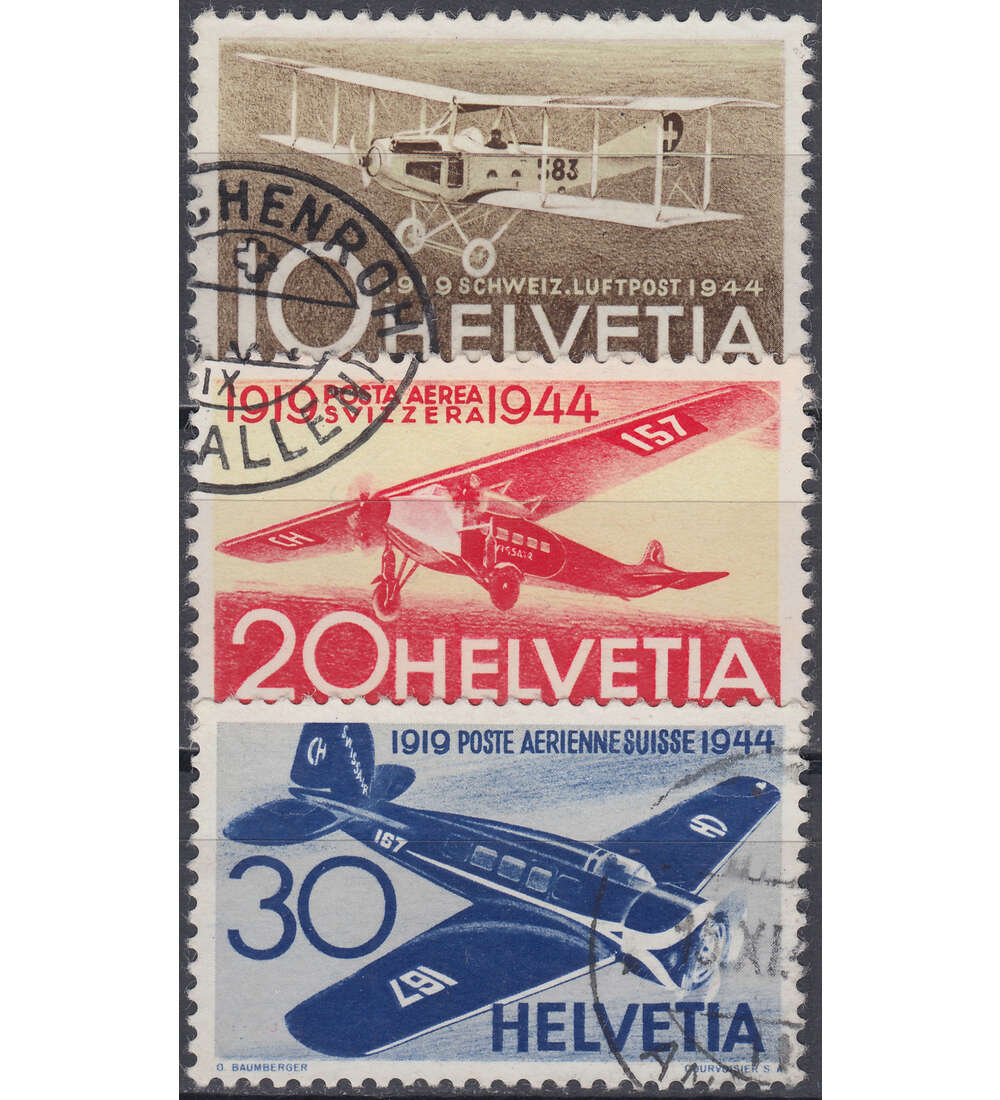 Schweiz Nr. 435-437 gestempelt Flugpost 1944