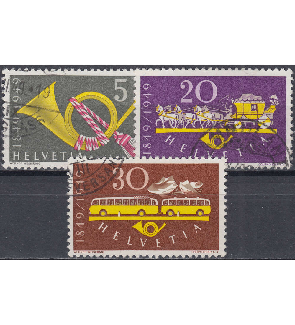 Schweiz Nr. 519-521 gestempelt 100 Jahre Post 1949