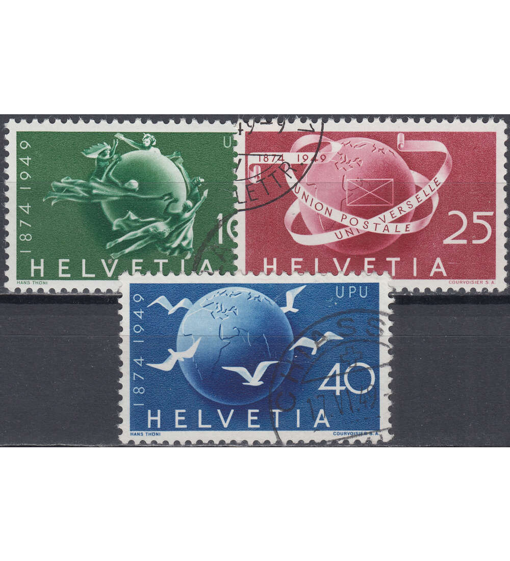 Schweiz Nr. 522-524 gestempelt 75 Jahre Weltpostverein 1949