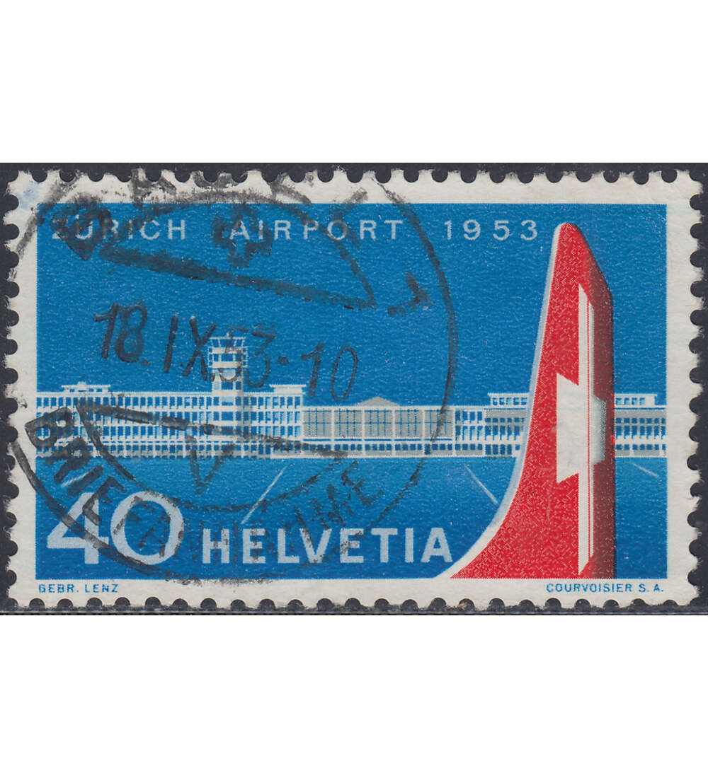 Schweiz Nr. 585 gestempelt     Flughafen Zrich-Klothen1953