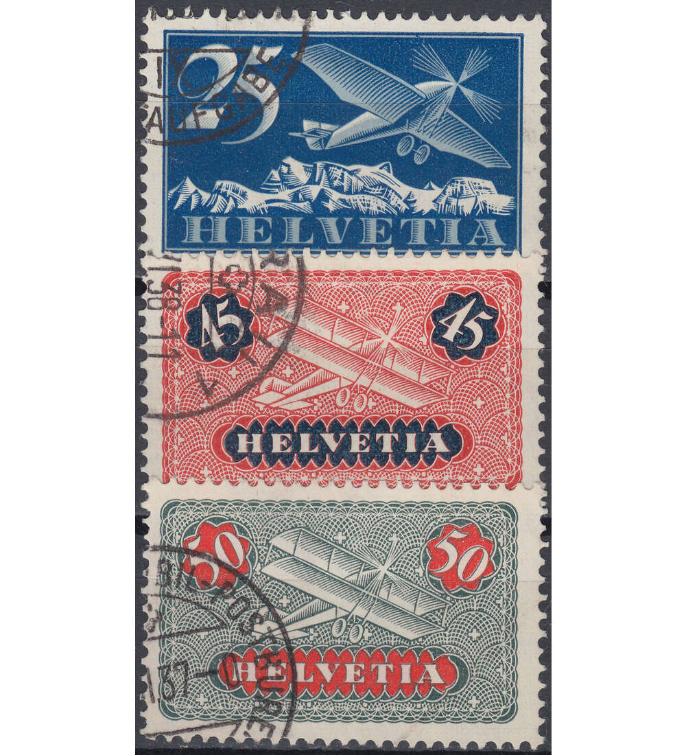 Schweiz Nr. 180-184z gestemp.  Flugpost 1923 3 Werte