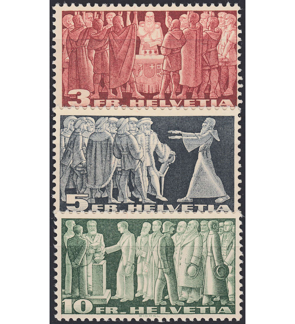 Schweiz Nr. 328w-330w postfr.  Freimarken 1938 gelblich
