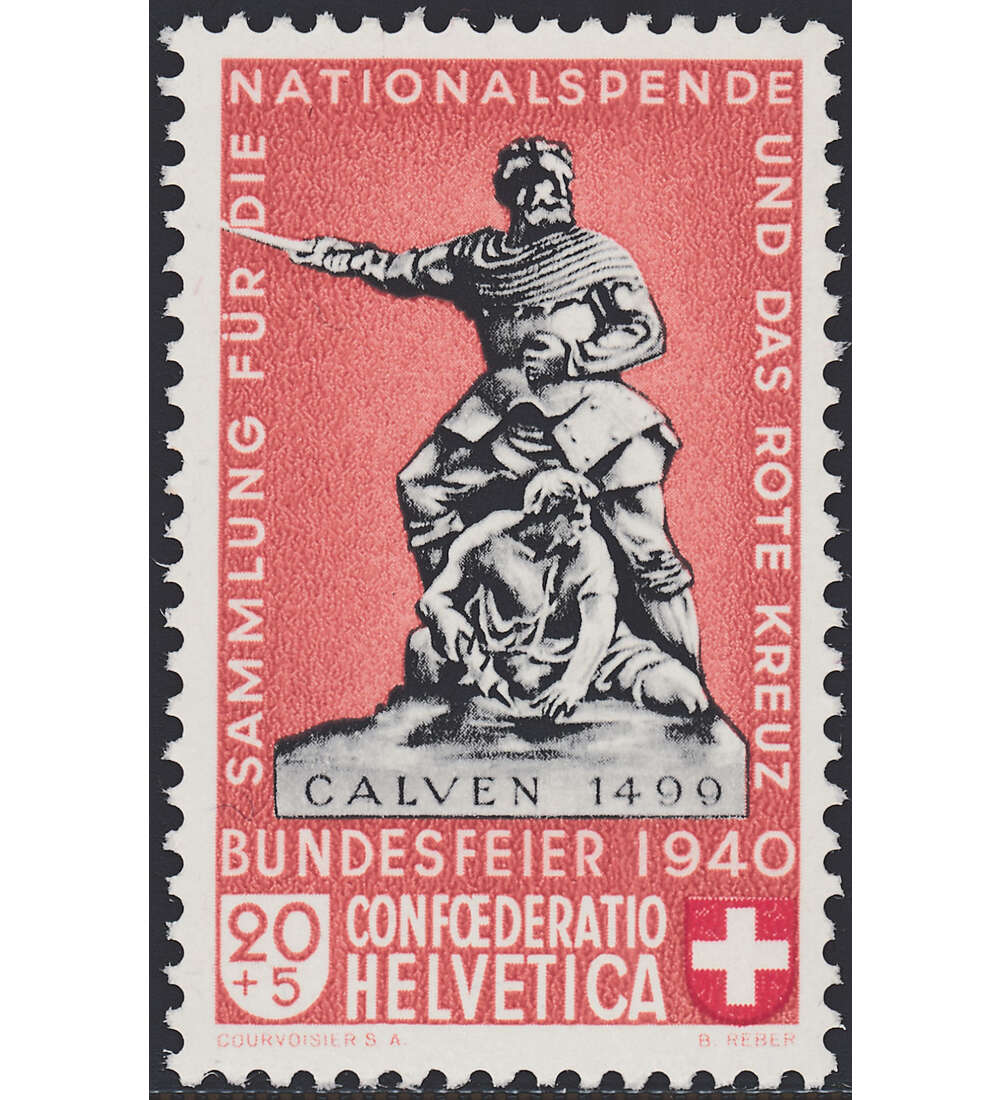 Schweiz Nr. 368 postfrisch     Pro Patria 1940 neuer Sockel