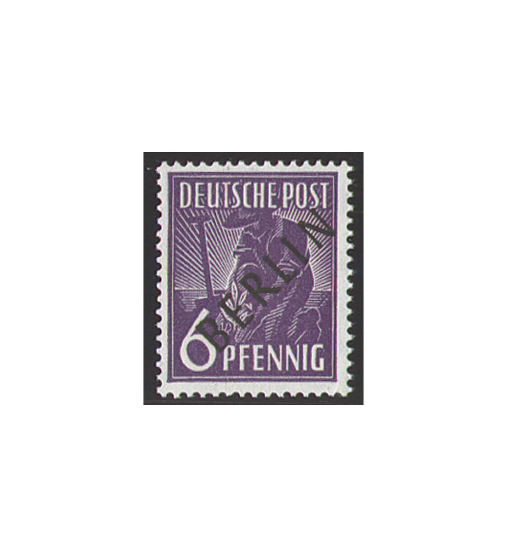 II Berlin Nr. 2                6 Pfennig  Schwarzaufdruck 1948