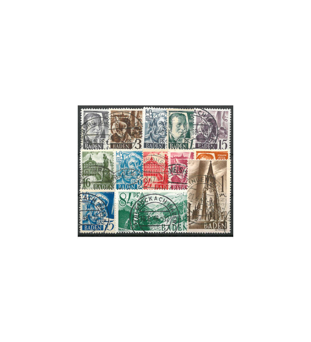 Franzsische Zone Baden Nr. 1-13 Freimarken 1947 gestempelt
