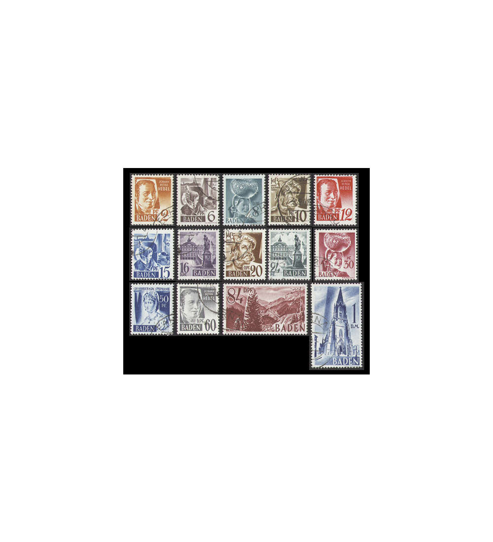 Franzsische Zone Baden Nr. 14-27 gestempelt Freimarken 1948