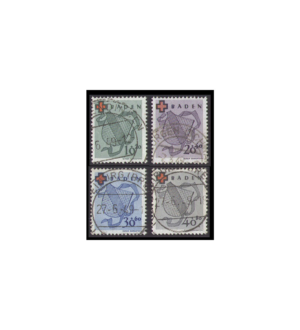 II.Frz. Zone Baden Nr. 42-45Ao Rotes Kreuz