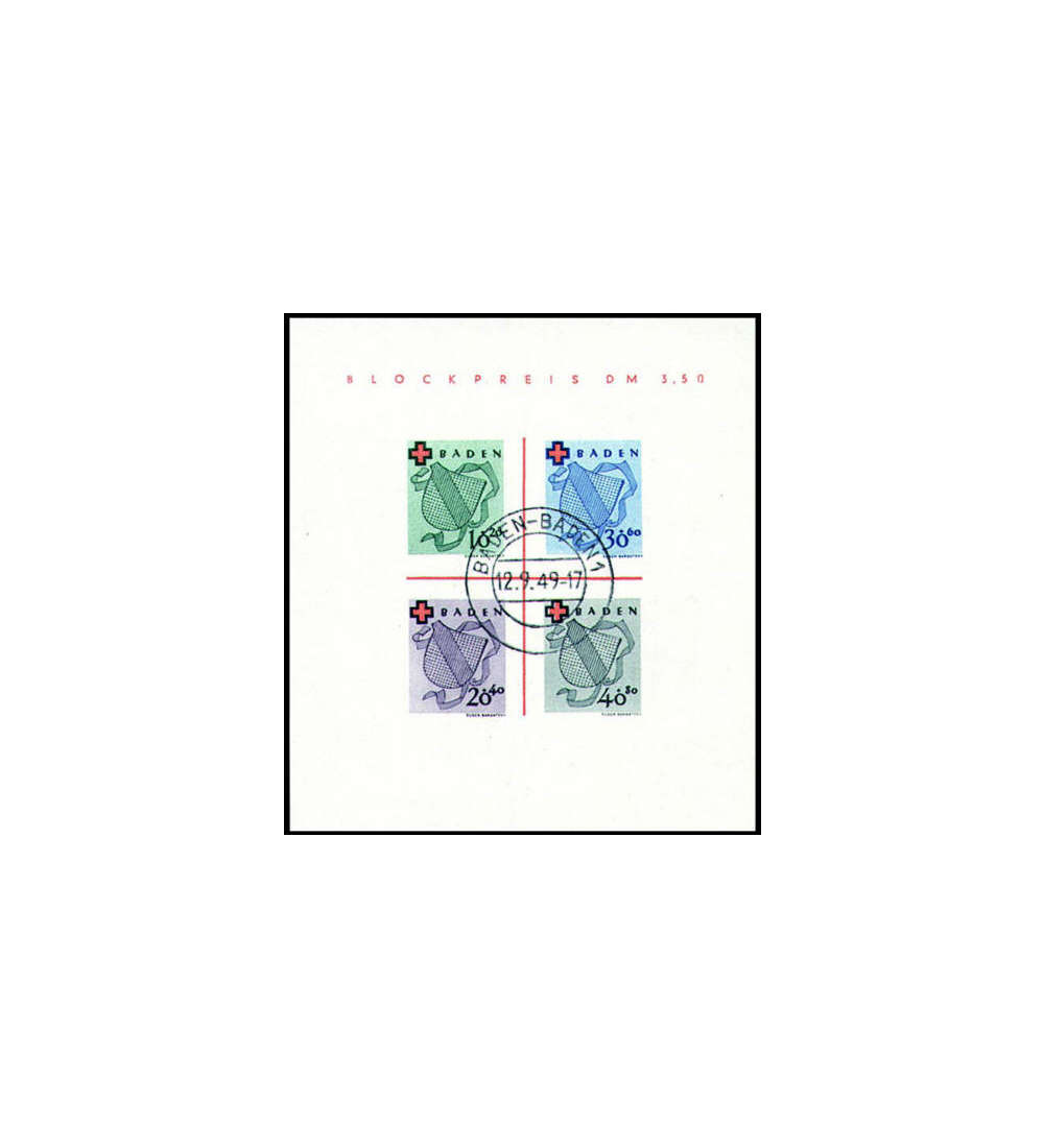 Franzsische Zone Baden Block 2 gestempelt Rotes Kreuz