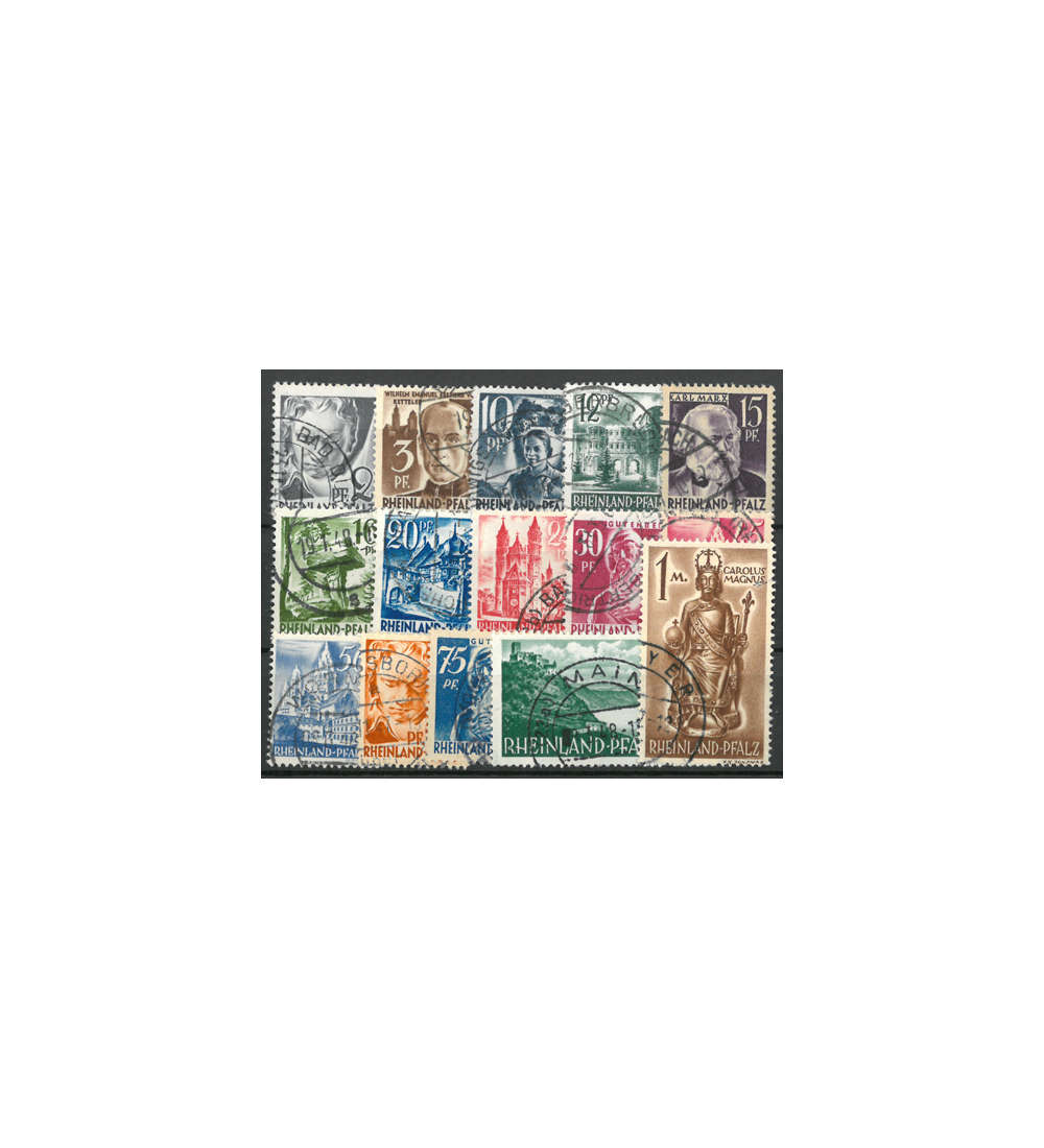 Franzsische Zone Rheinland-Pfalz Nr. 1-15 Freimarken 1947 gestempelt