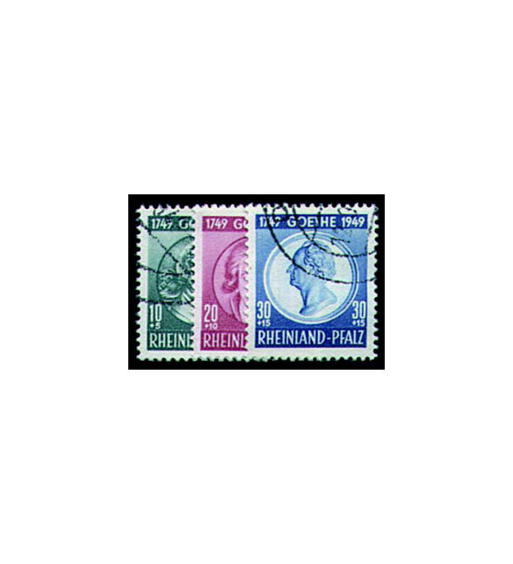 II.Frz. Zone Rh.-Pf. Nr. 46-48 Goethe gestempelt