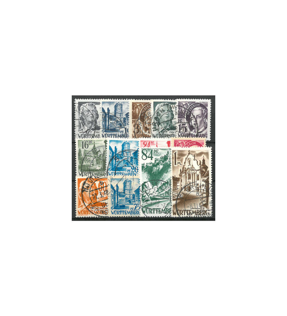 Franzsische Zone Wrttemberg Nr. 1-13 Freimarken 1947 gestempelt