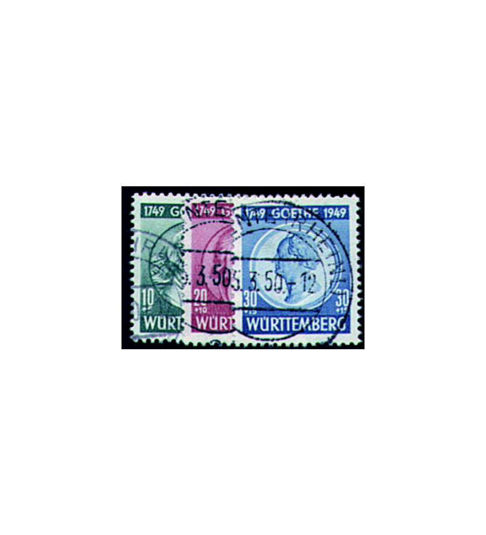 Franzsische Zone Wrttemberg Nr.44-46 Goethe gestempelt