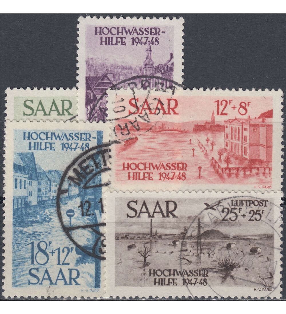 Saar Nr. 255-259 gestempelt Hochwasserhilfe