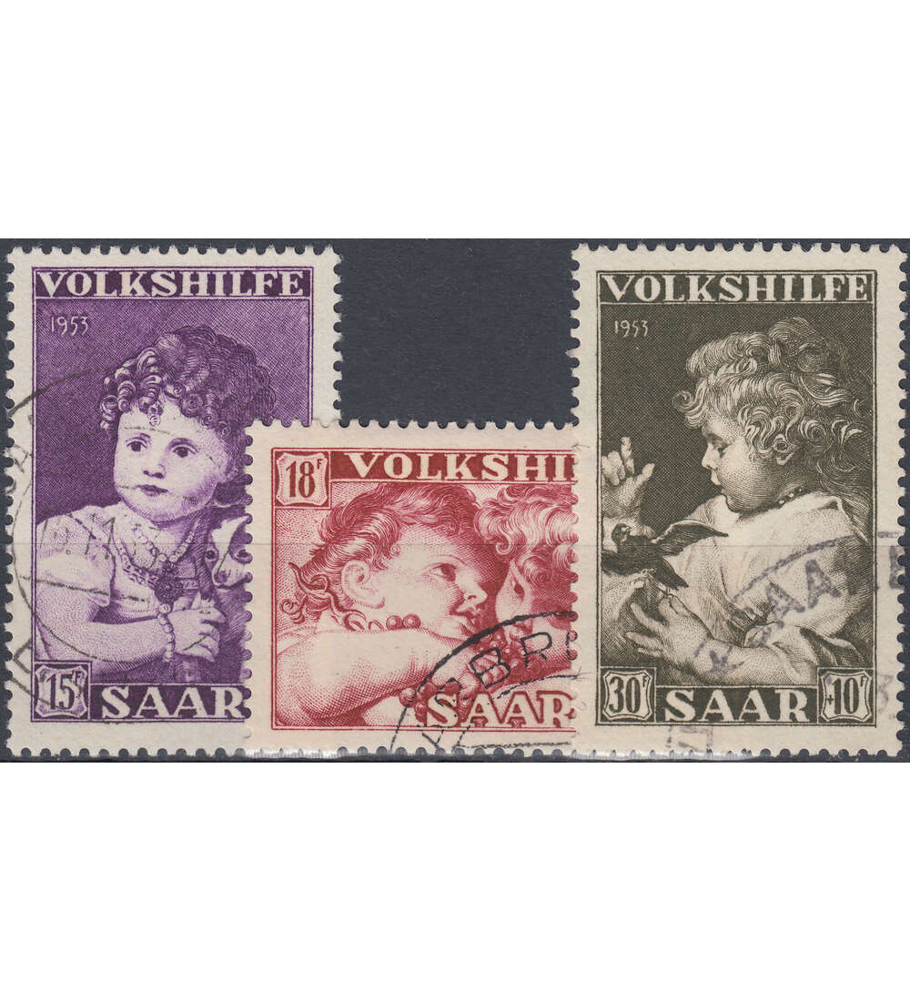 Saar Nr. 344-346 gestempelt Volkshilfe 1953