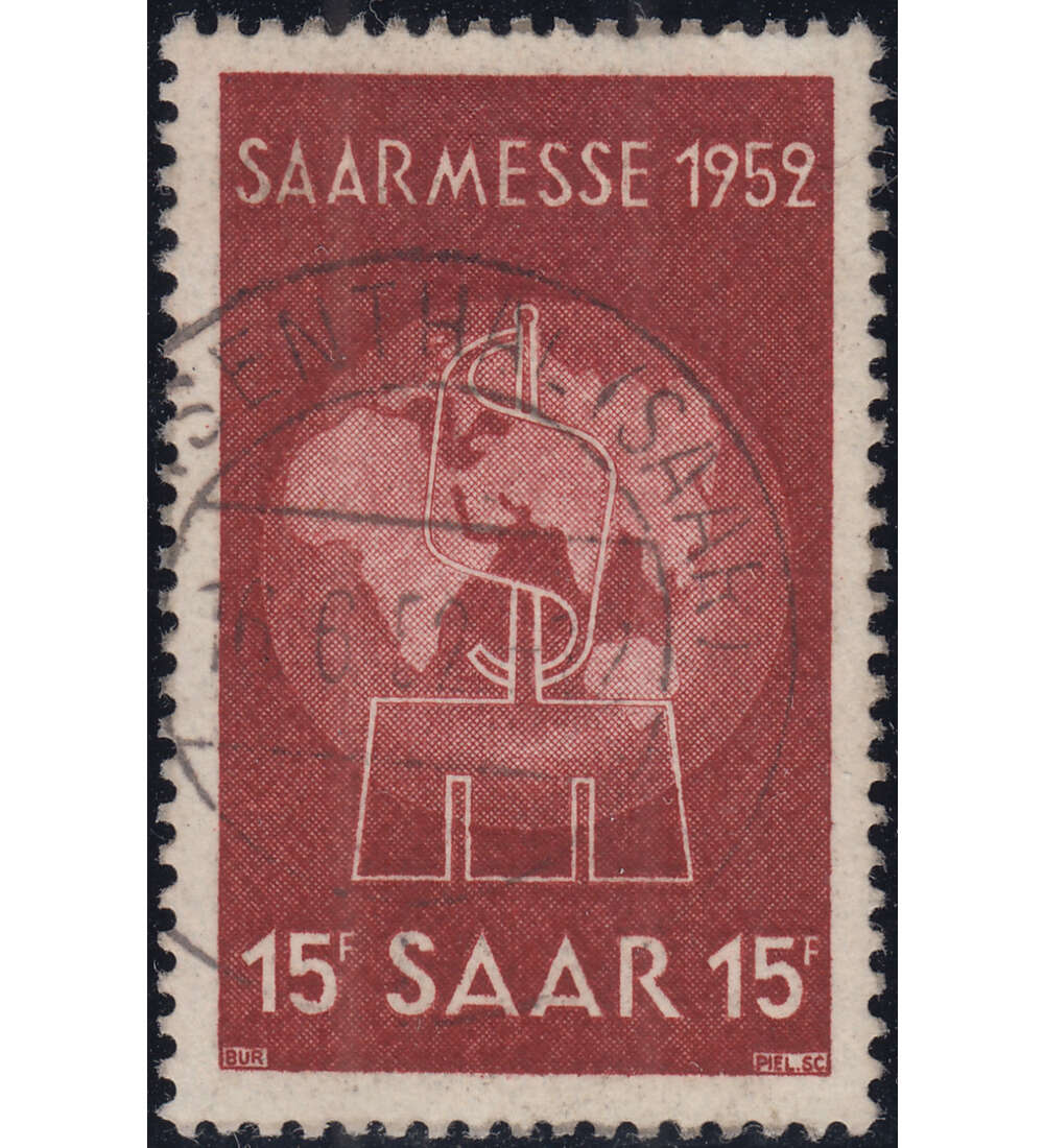 Saar Nr. 317 gestempelt        Saarmesse 1952