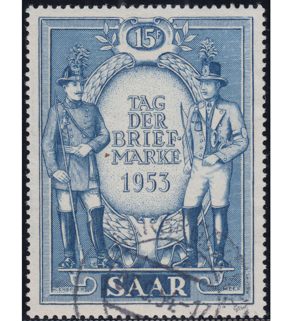 Saar Nr. 342 gestempelt        Tag der Marke 1953