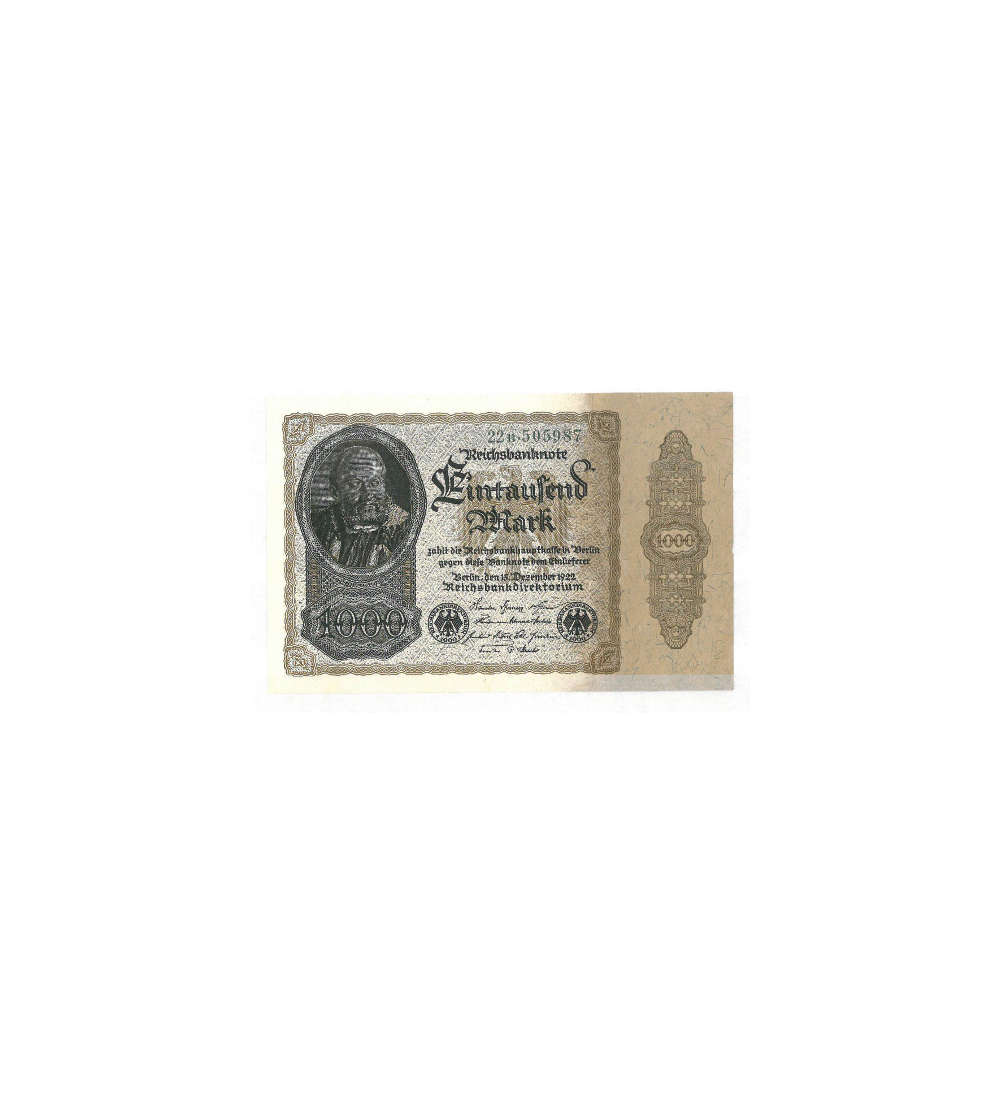 Reichsbanknote                 Eintausend Mark 15.12.1922