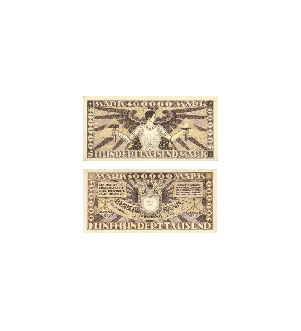 Badische Notenbank, Mannheim 500.000 Mark&nbsp; 1. August 1923