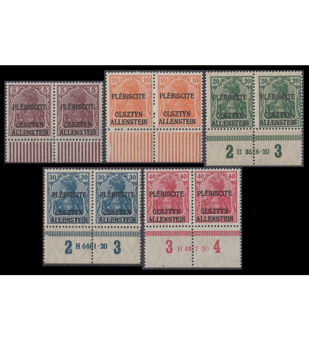 Allenstein Nr. II-VI postfrisch ** Paare vom Unterrand 3 Hochwerte mit HAN