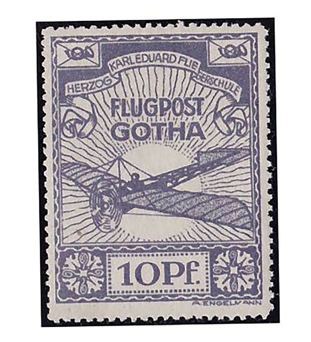 Flugpost Gotha postfrisch ** Herzog-Karl-Eduard-Fliegerschule 1912