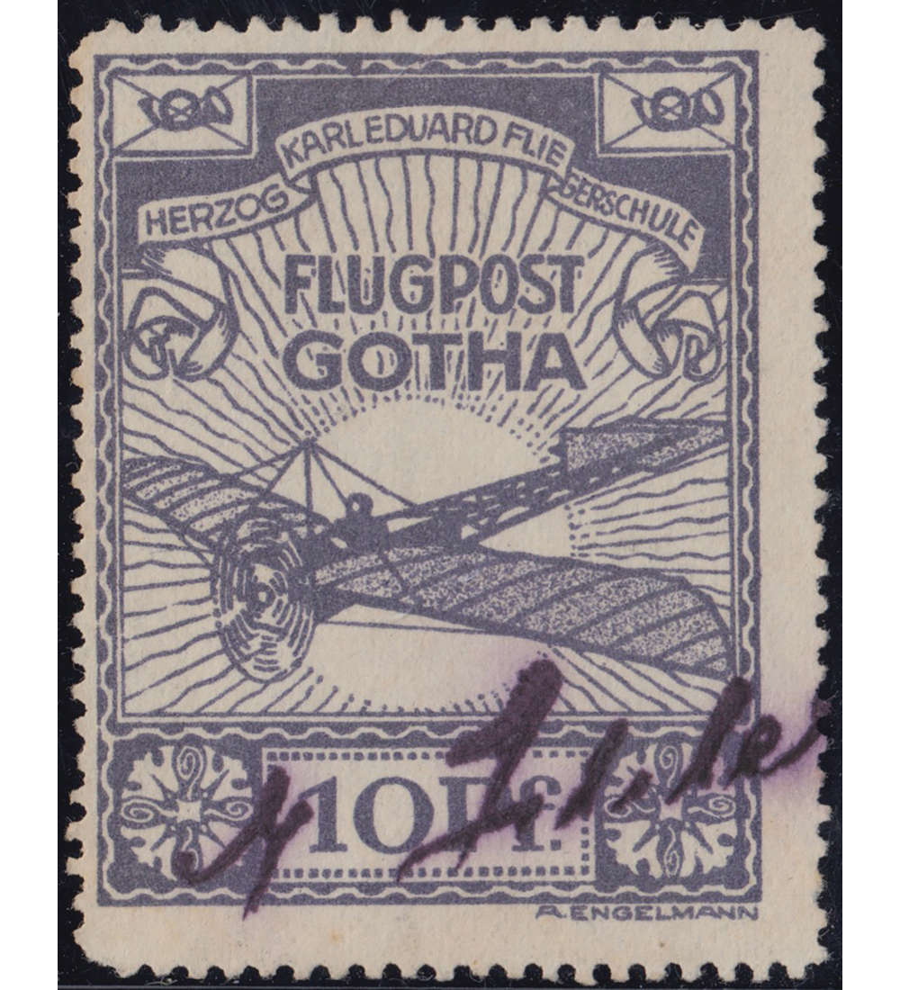 Flugpost Gotha gestempelt Herzog-Karl-Eduard-Fliegerschule 1912