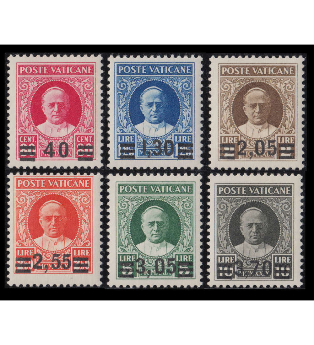 Vatikan Nr. 39-44 postfrisch ** Freimarken mit Aufdruck 1934