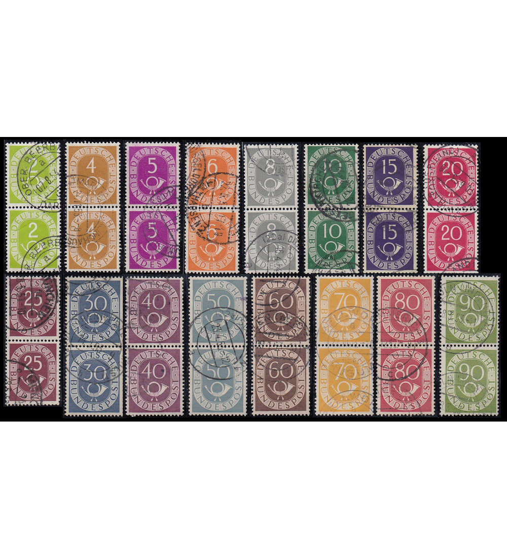 BRD Bund Nr. 123-138 gestempelt senkrechte Paare Posthorn 1951