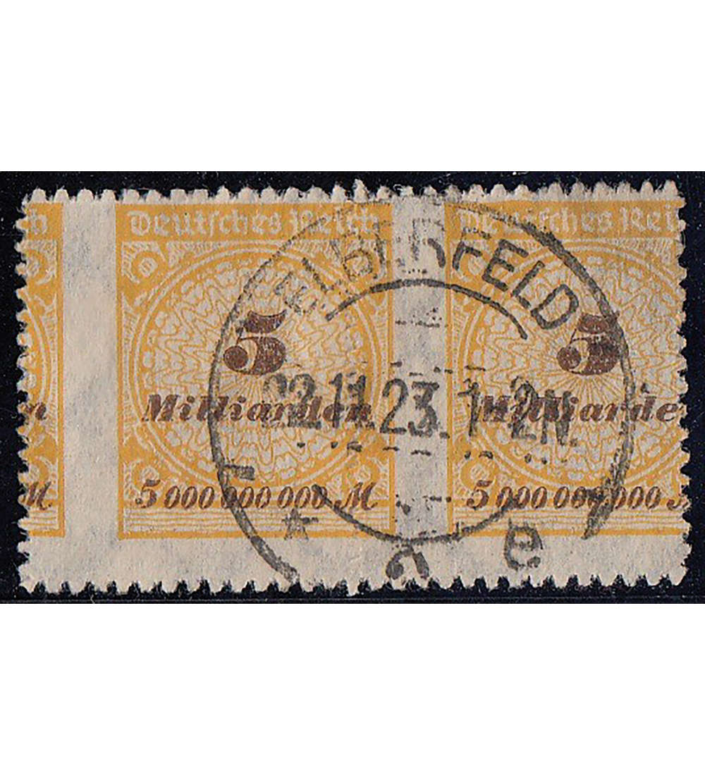 Deutsches Reich Nr. 327B gestempelt verschobenes Druckbild auf waagerechtem Paar