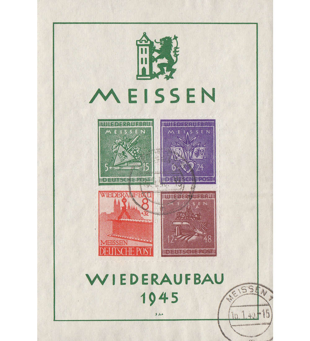Deutsche Lokalausgabe Meissen Block 1 gestempelt geprft und signiert