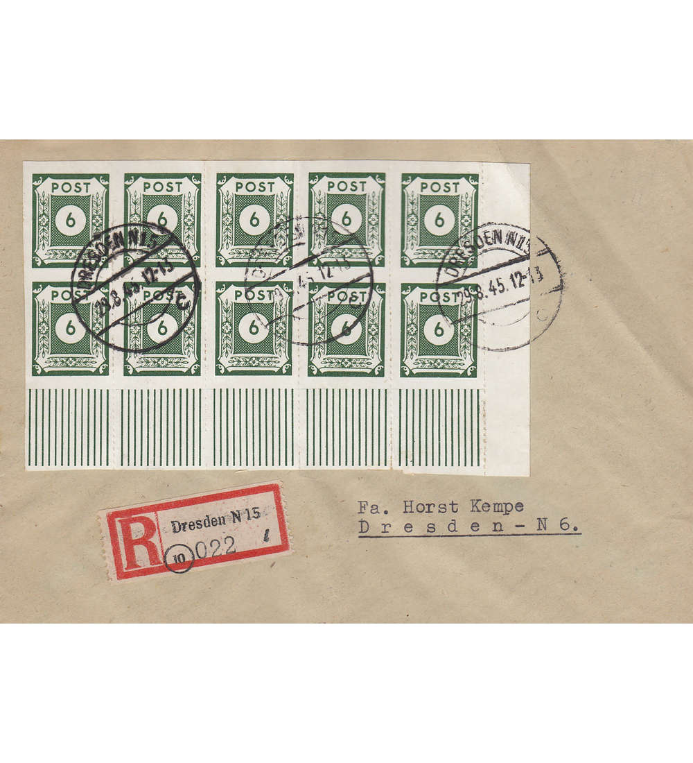 SBZ Nr. 43 B I a Uw auf Brief 10-fach Frankatur geprft und signiert Strh