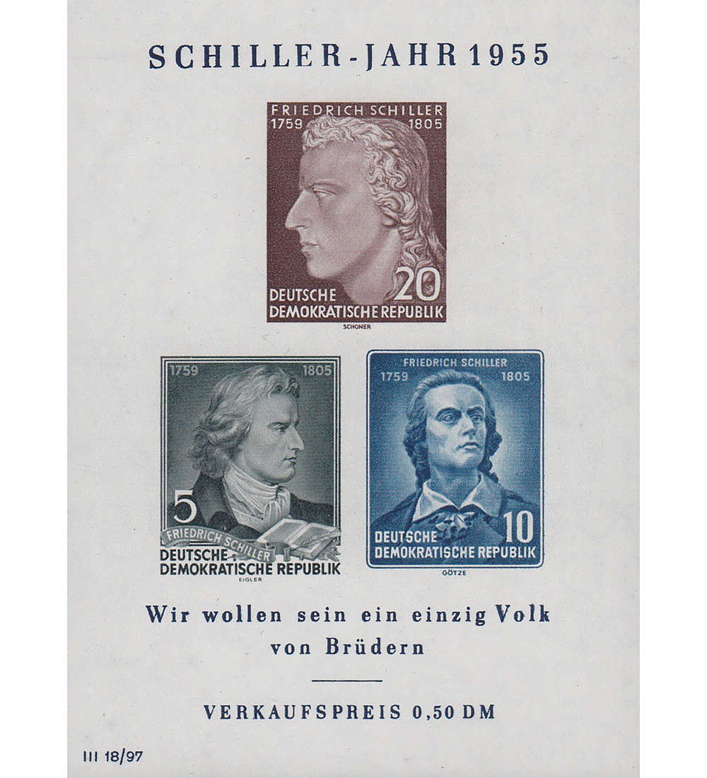 DDR Block 12 postfrisch ** 10 Pfennig-Wert ca. 1 mm nach oben verschoben