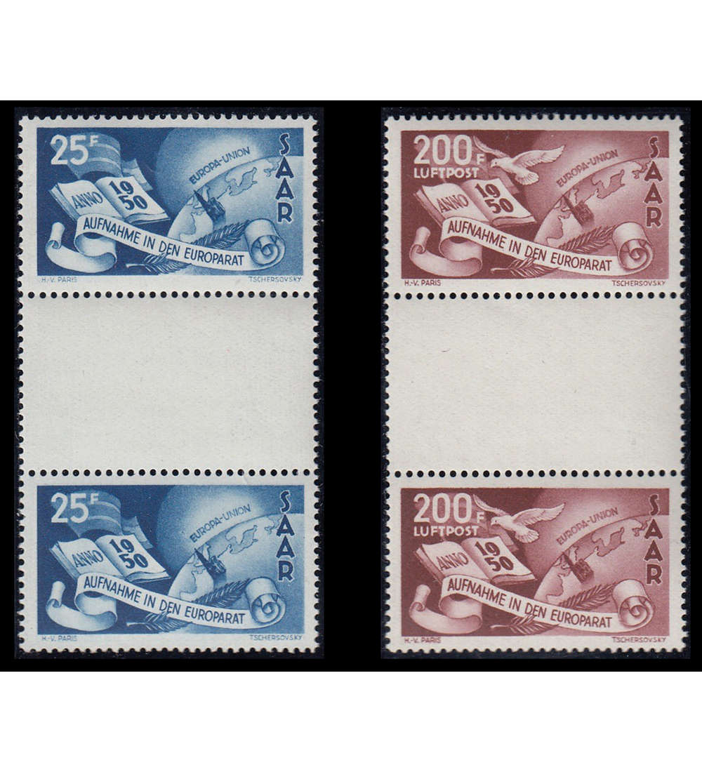 Saar Nr. 297-298 ZS postfrisch ** Zwischenstegpaar
