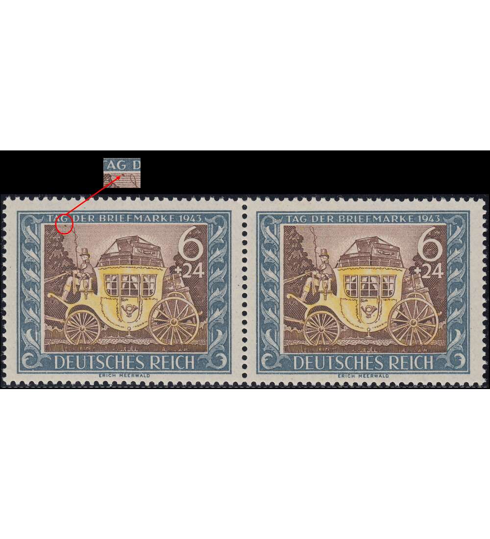 Deutsches Reich Nr. 828 f 19 postfrisch Plattenfehler
