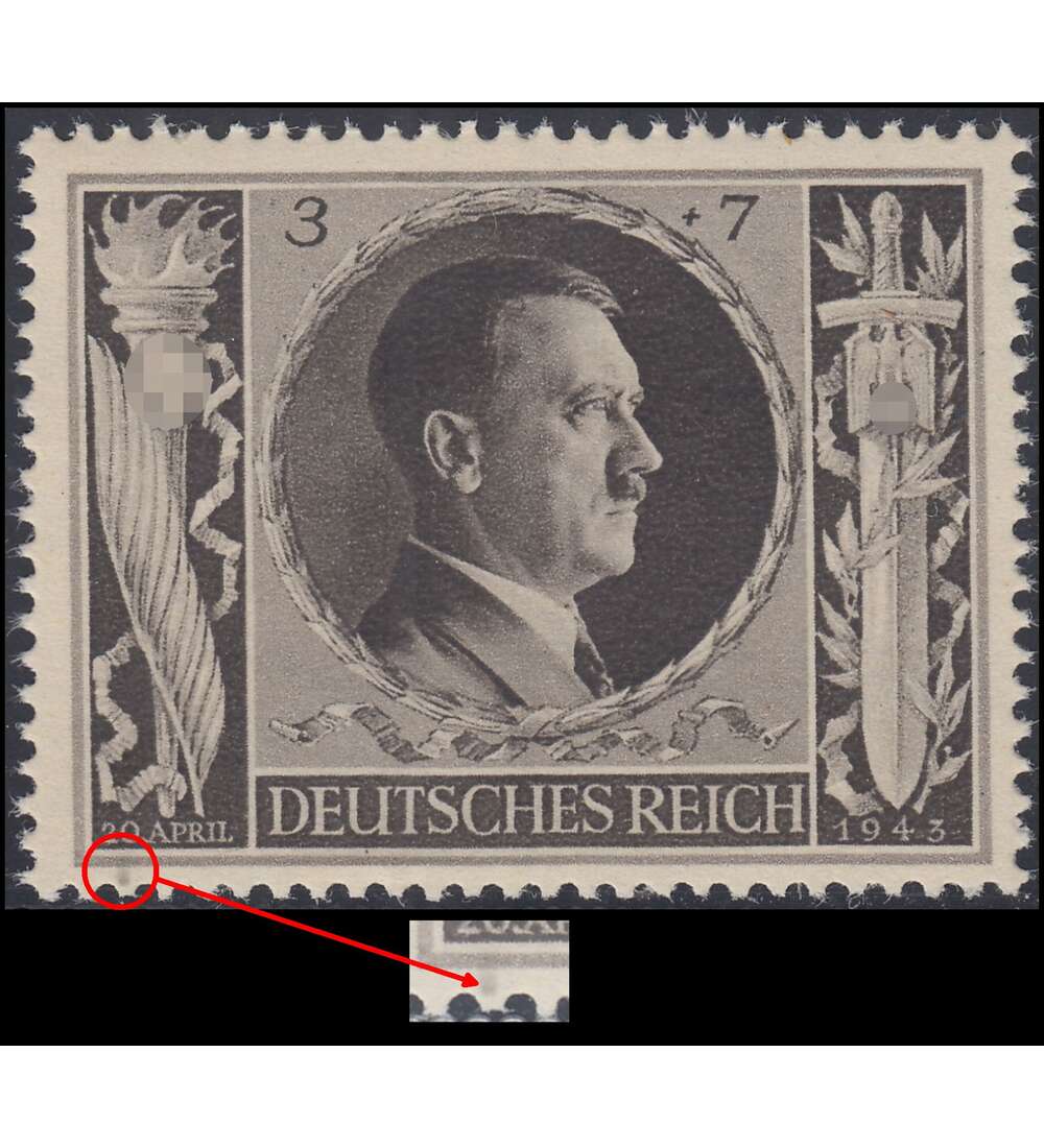 Deutsches Reich Nr. 844 f 12 postfrisch Plattenfehler