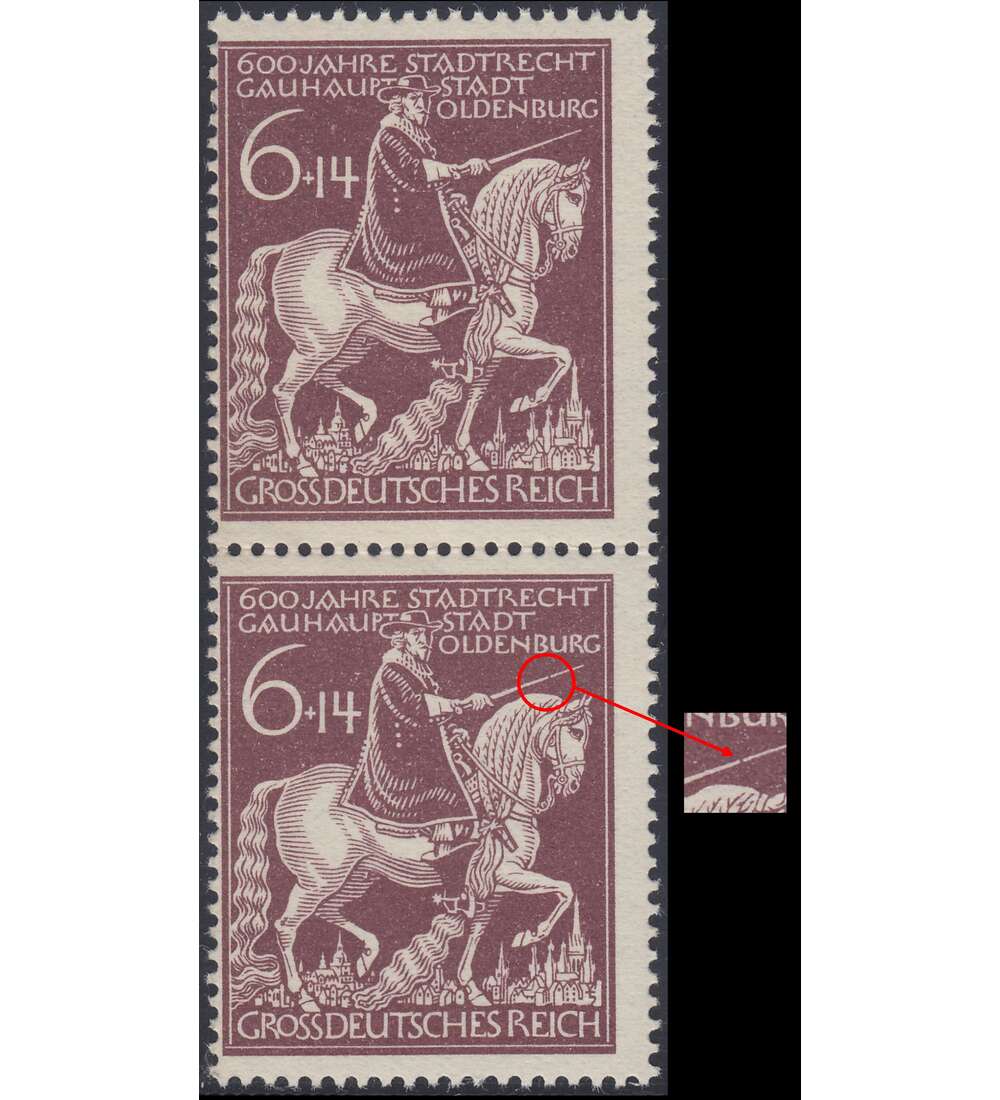 Deutsches Reich Nr. 907IV postfrisch ** Plattenfehler