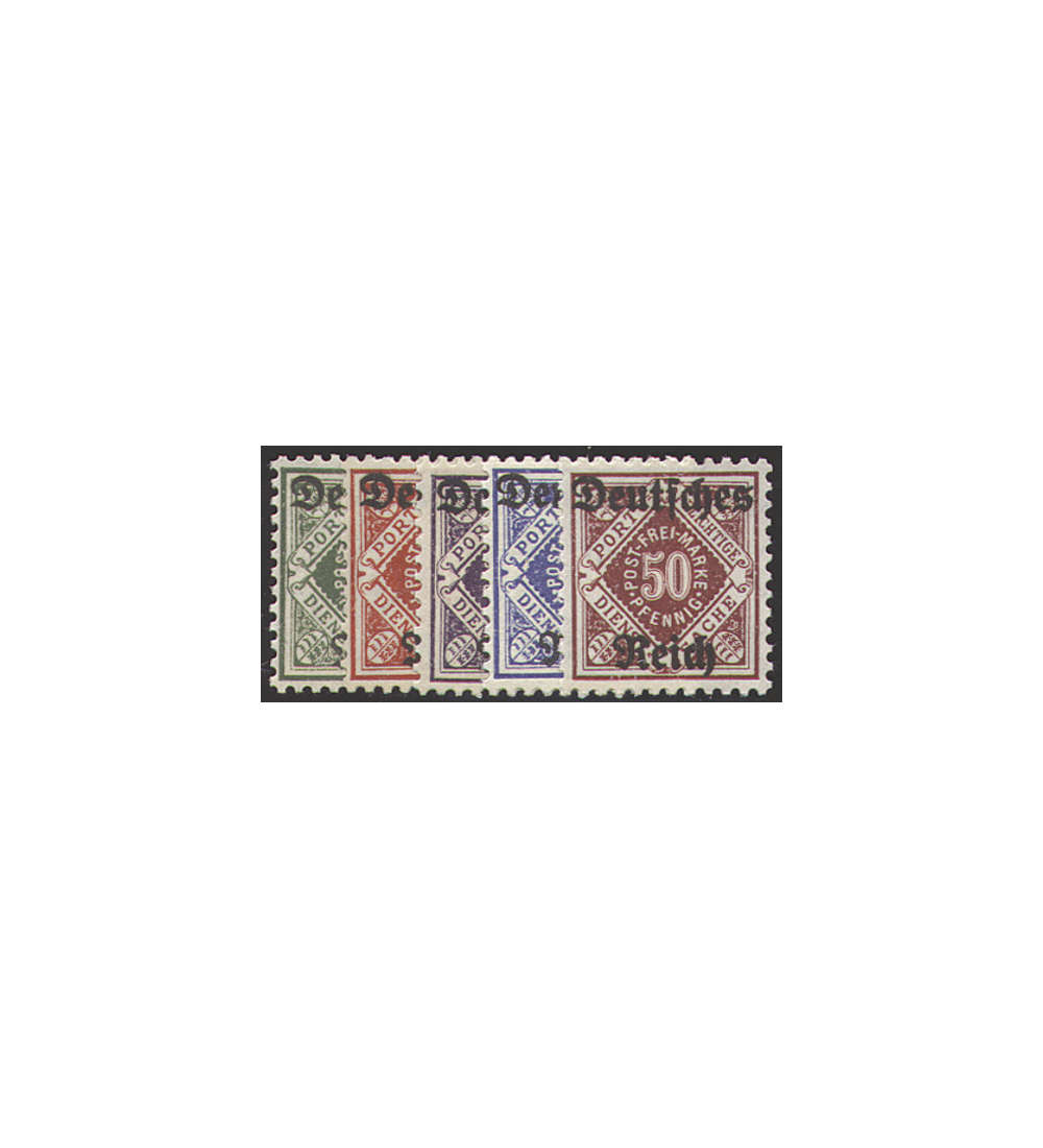 Deutsches Reich Dienst Nr. 52-56     W�rttemberg Aufdruckwerte