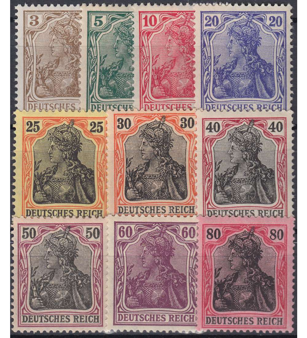 Deutsches Reich Nr. 84-93 II         Germania Kriegsdruck