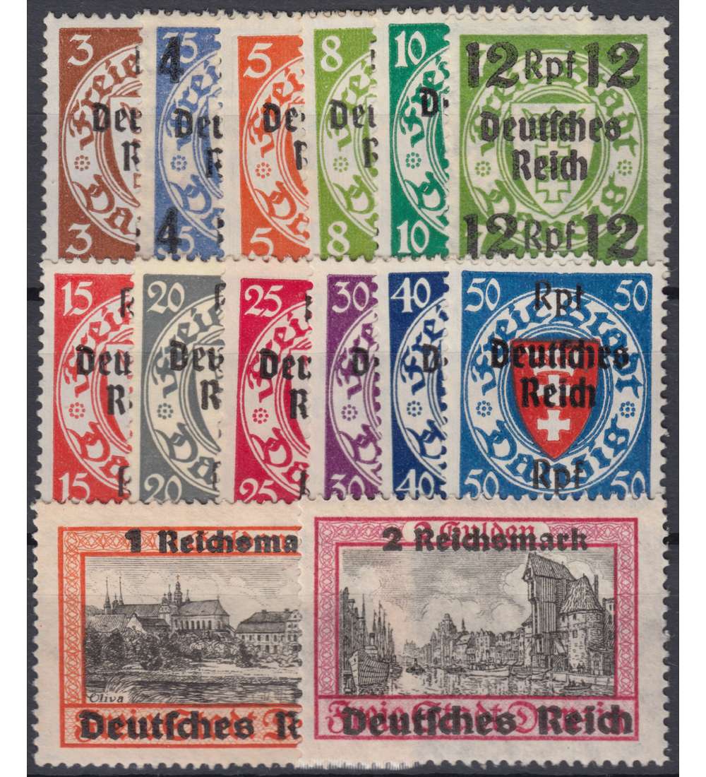 Deutsches Reich Nr. 716-729 Danzig Aufdruckwerte