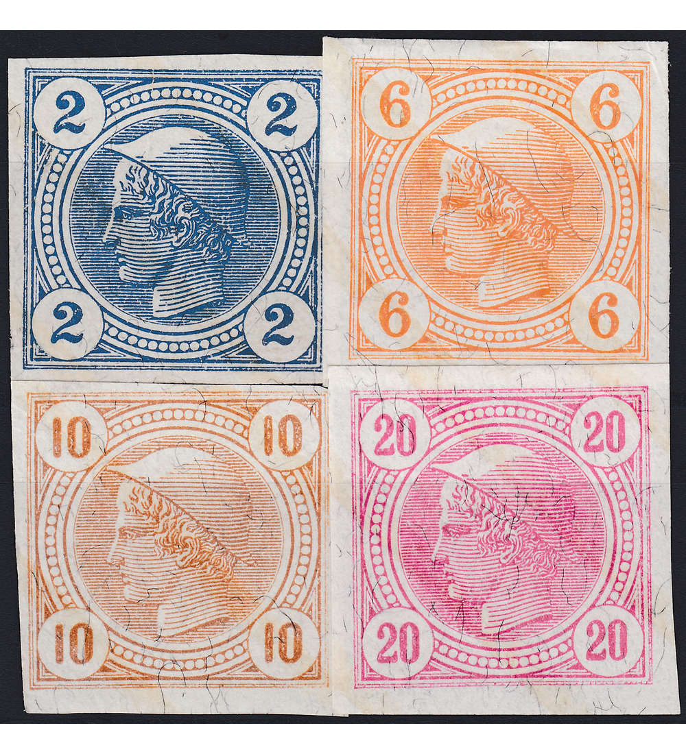 sterreich Nr. 101-104 Merkurkopf Zeitungsmarken 1901 mit Lackstreifen