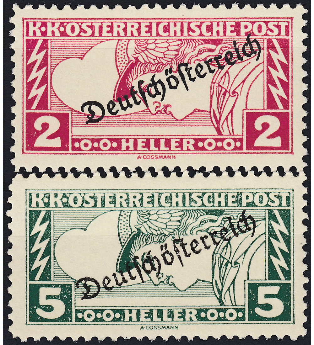 sterreich Nr. 252-253 postfrisch Aufdruckeilmarken Merkur 1919 Deutschsterreich