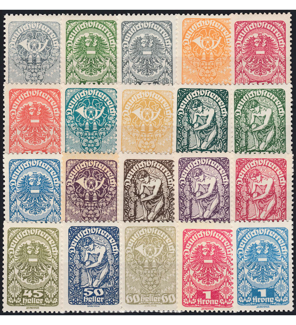 sterreich Nr. 255-274x postfrisch Posthorn / Wappen / Allegorie Freimarken 1919
