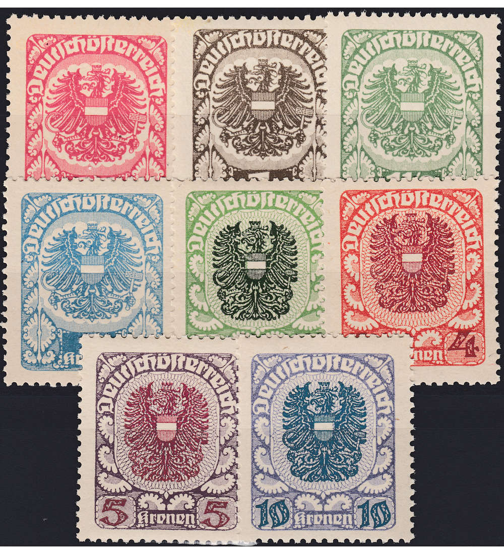 sterreich Nr. 312-320y postfrisch Wappen Freimarken 1920/1921 - 8 Werte