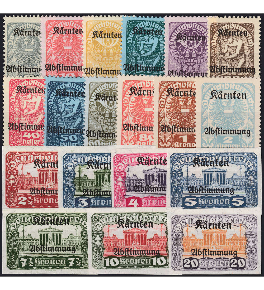 sterreich Nr. 321-339 postfrisch Aufdruck Krnten Abstimmung Freimarken 1920