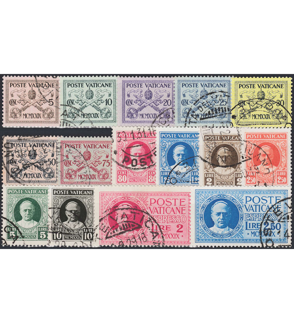 Vatikan Nr. 1-15 gestempelt Freimarken 1929