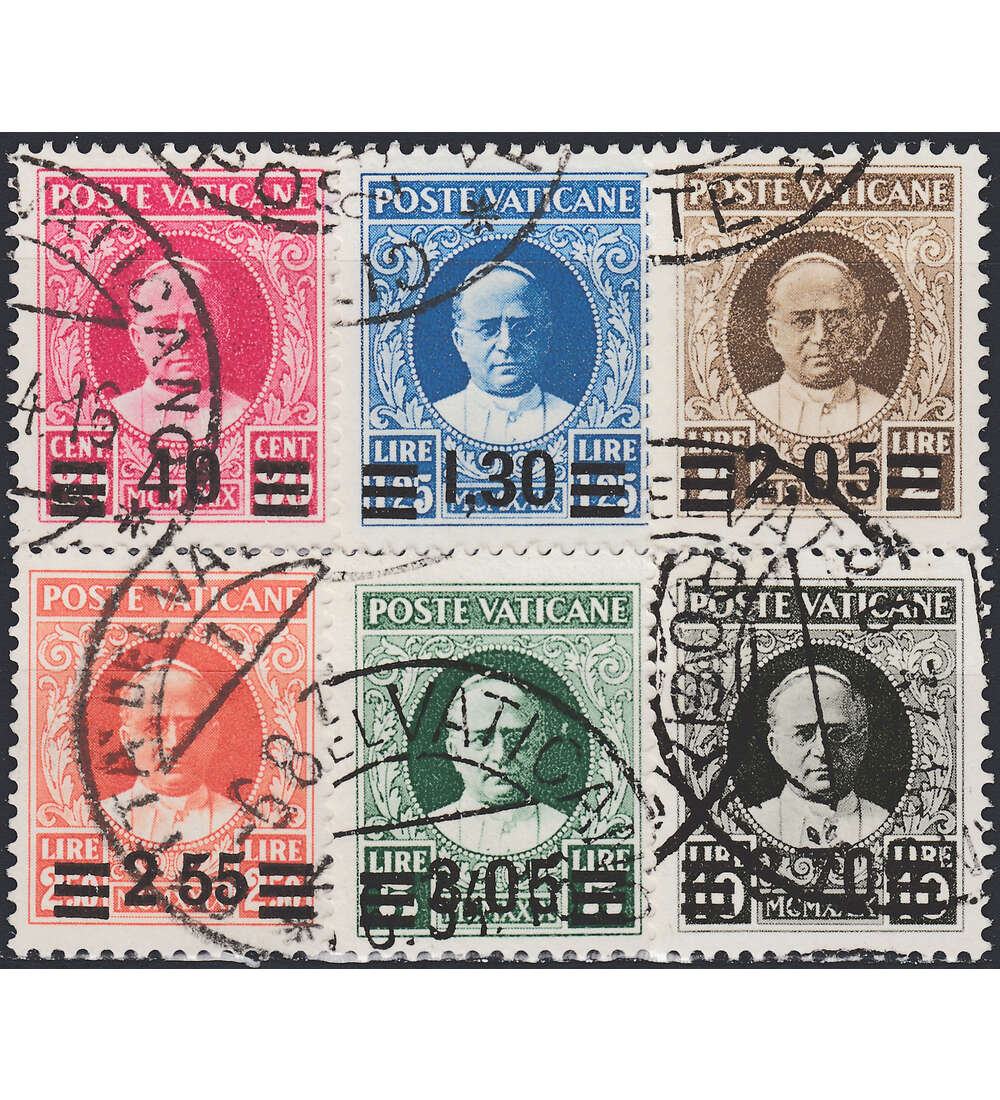 Vatikan Nr. 39-44 gestempelt Freimarken mit Aufdruck 1934