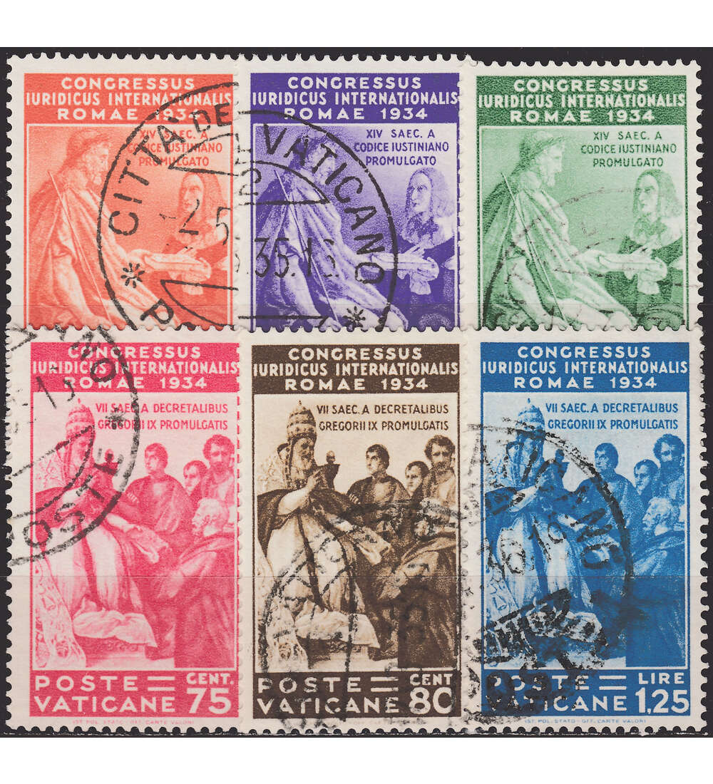 Vatikan Nr. 45-50 gestempelt Juristenkongre 1935