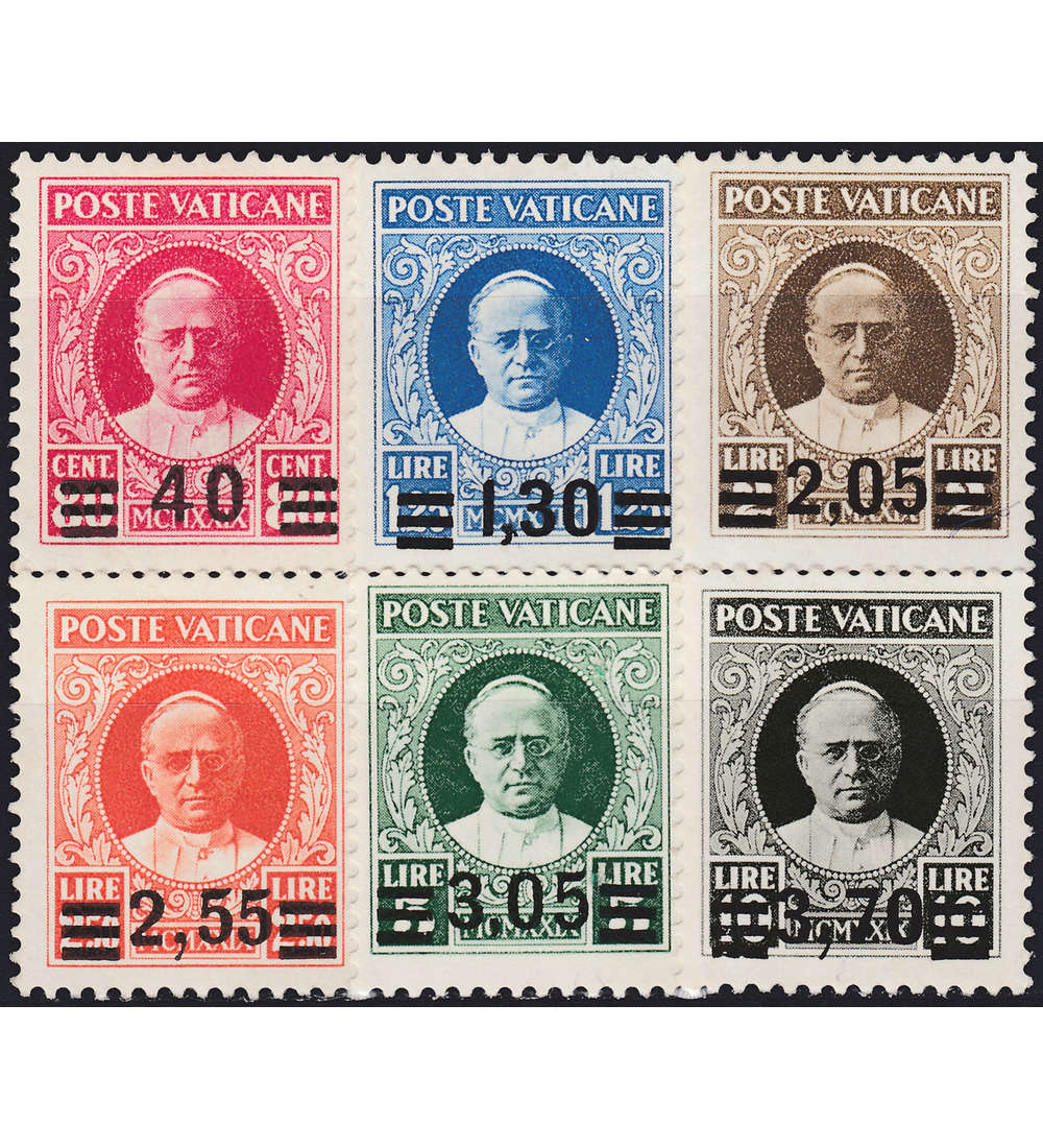   Vatikan Nr. 39-44 Freimarken mit Aufdruck 1934